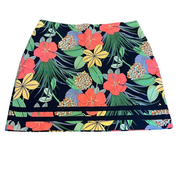 Talbots NWT cotton canvas a line skirt size 16 Hibiscus print side zip - Picture 1 of 13